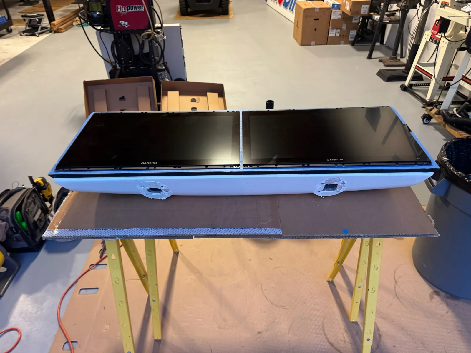 Black helm panel on the bench
