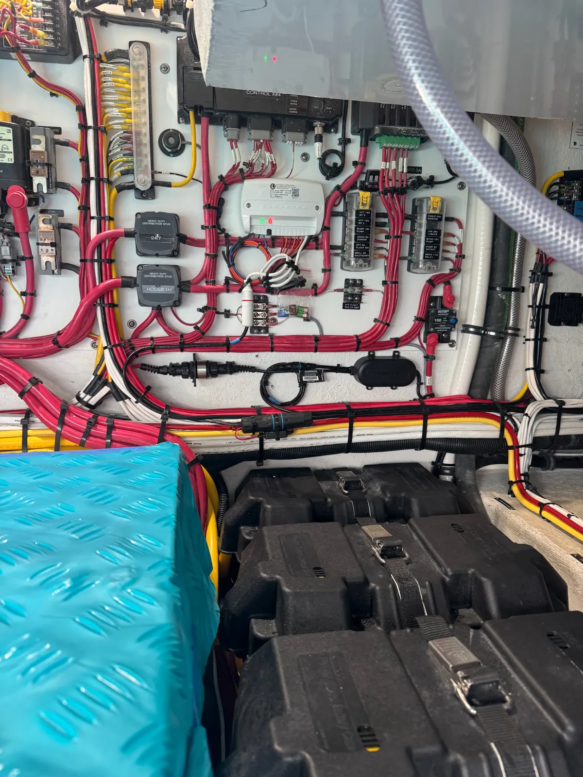 Clean, labeled wiring in an engine room