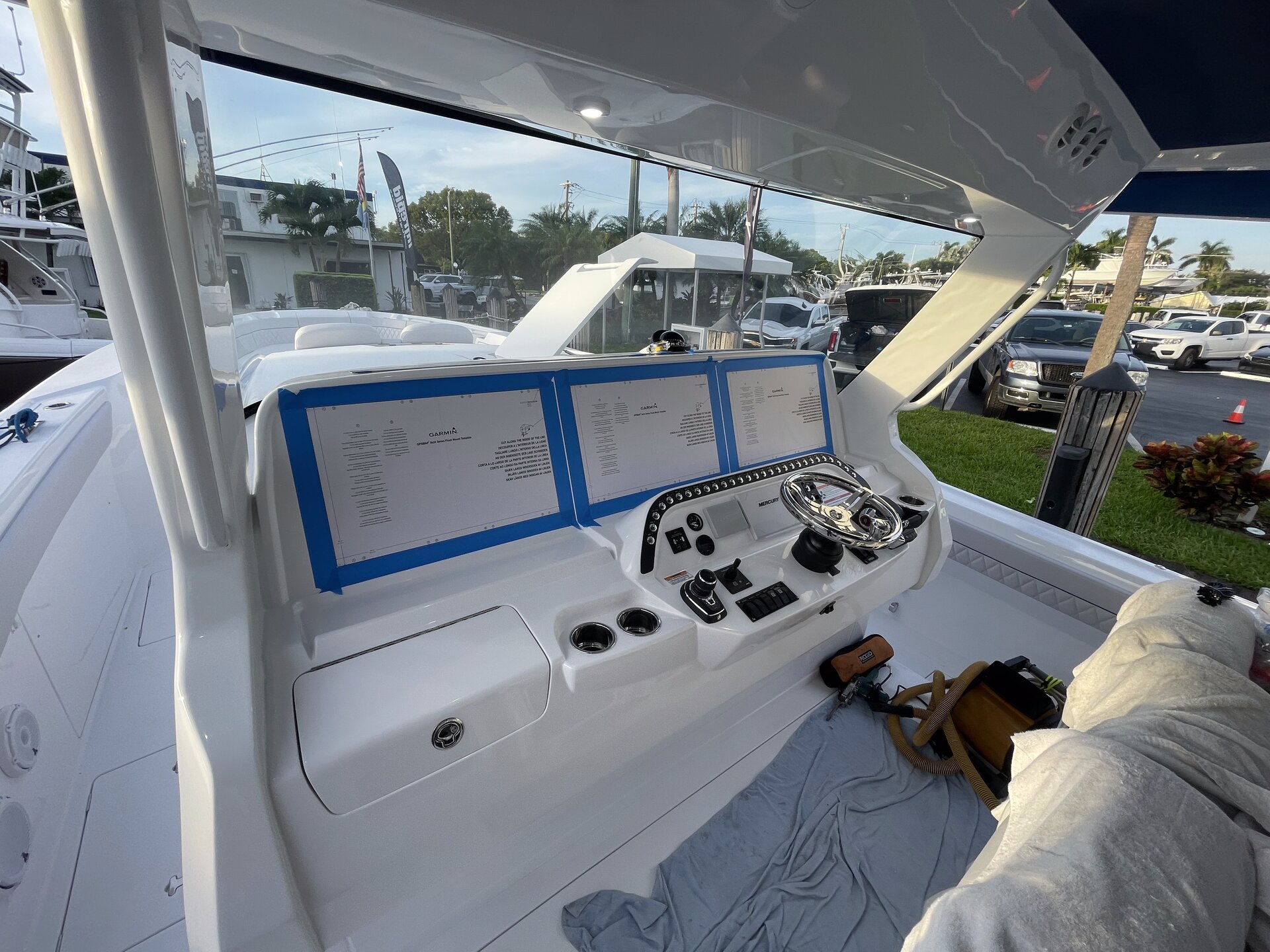 Garmin triple display installation in progress